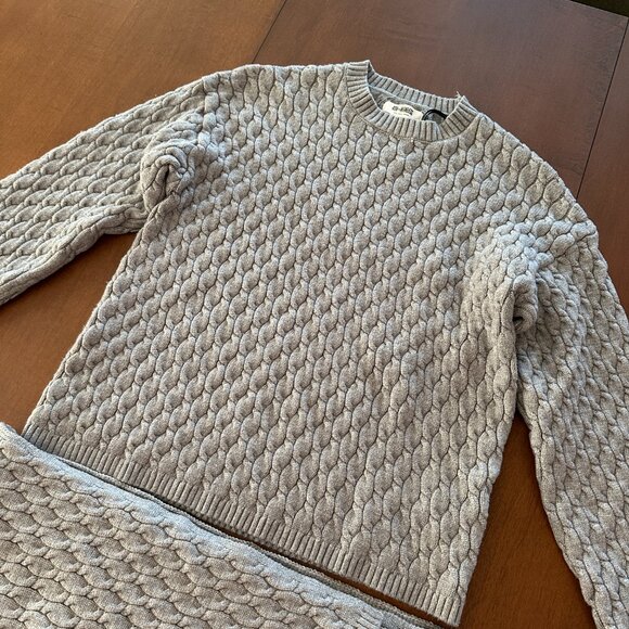 4th & Reckless Gabriel Sweater grey cable knit with matching scarf (XS) - Picture 3 of 7